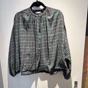 Doen - Cotton plaid top. Colors are Green,burgandy and gray.Size M